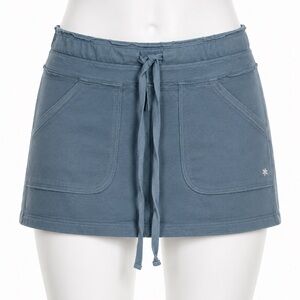 Y2K Cotton Micro-Mini, Slate Blue, Size S, Athleisure, Indie Sleaze, Beach